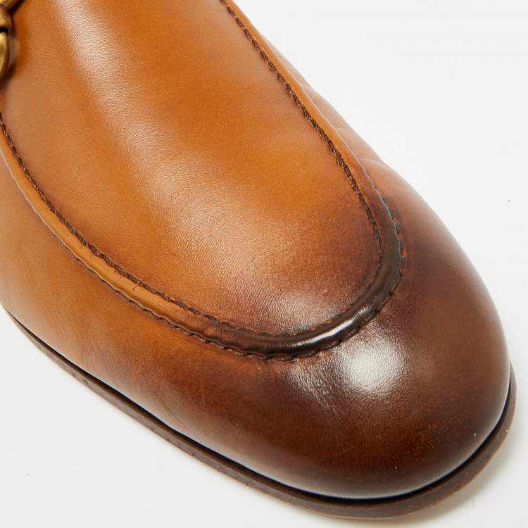 Pre Owned Gucci Jordaan Size 44 Brown Leather Horsebit  Loafers