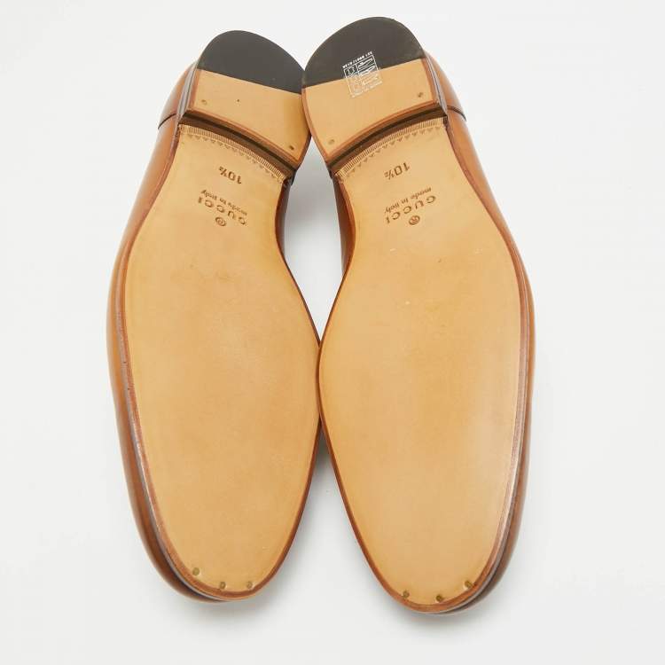 Pre Owned Gucci Jordaan Size 44 Brown Leather Horsebit  Loafers