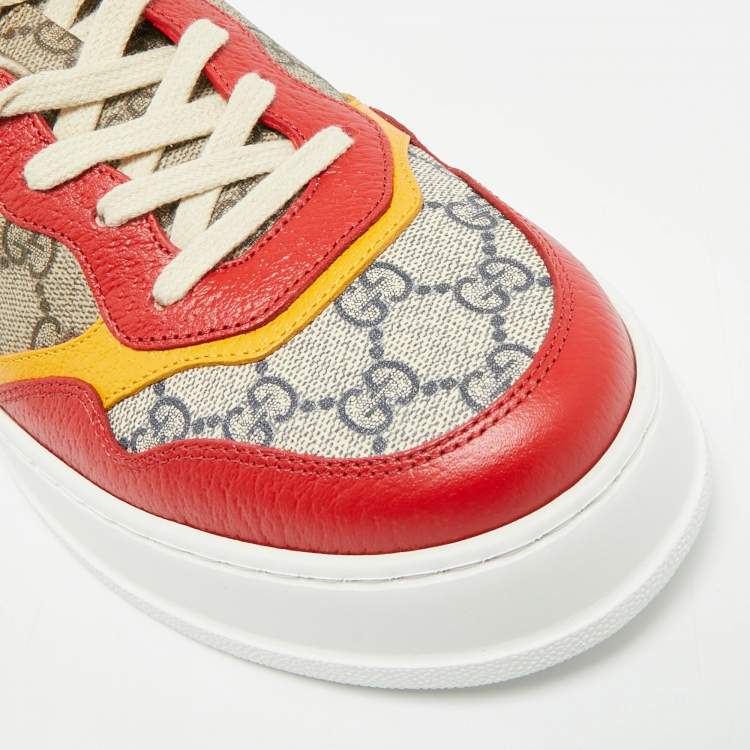 Pre Owned Gucci Chunky B Size 42.5 Multicolor Coated Canvas and Leather Low Top Sneakers