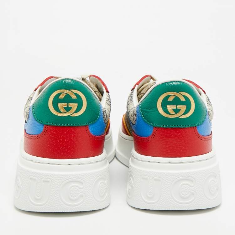 Pre Owned Gucci Chunky B Size 42.5 Multicolor Coated Canvas and Leather Low Top Sneakers