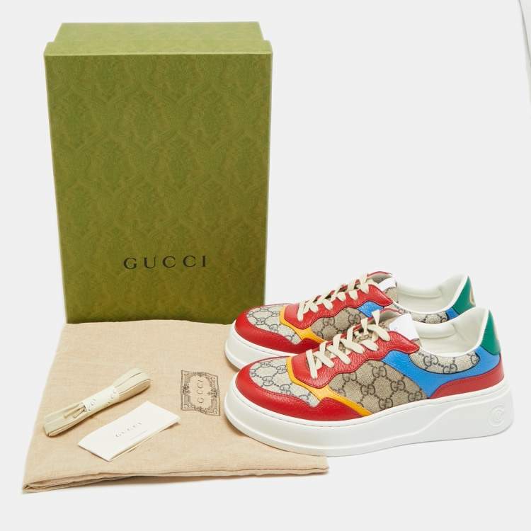 Pre Owned Gucci Chunky B Size 42.5 Multicolor Coated Canvas and Leather Low Top Sneakers
