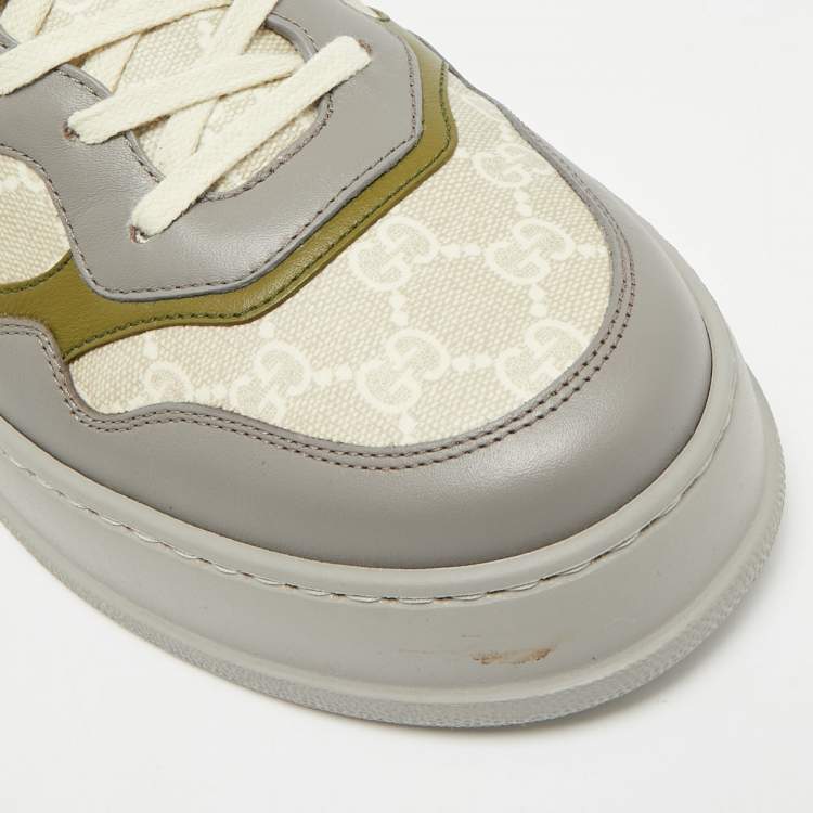 Pre Owned Gucci Chunky B Size 45 Tricolor GG Canvas and Leather Low Top Sneakers