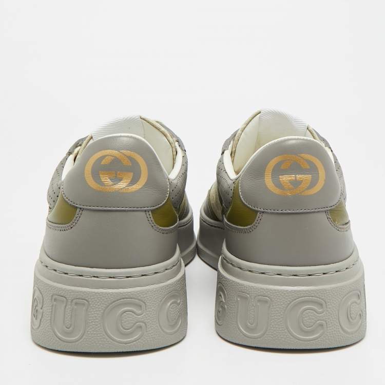 Pre Owned Gucci Chunky B Size 45 Tricolor GG Canvas and Leather Low Top Sneakers