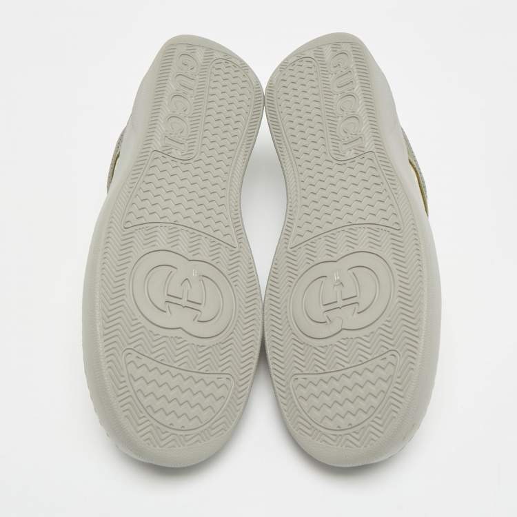 Pre Owned Gucci Chunky B Size 45 Tricolor GG Canvas and Leather Low Top Sneakers