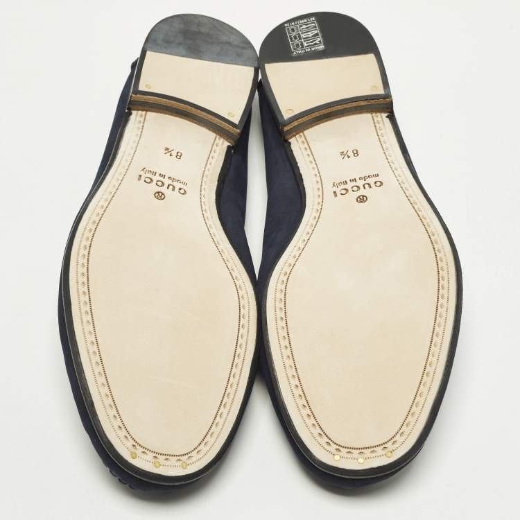 Pre Owned Gucci 1953 Horsebit Size 42.5 Navy Blue Suede Foldable Loafers