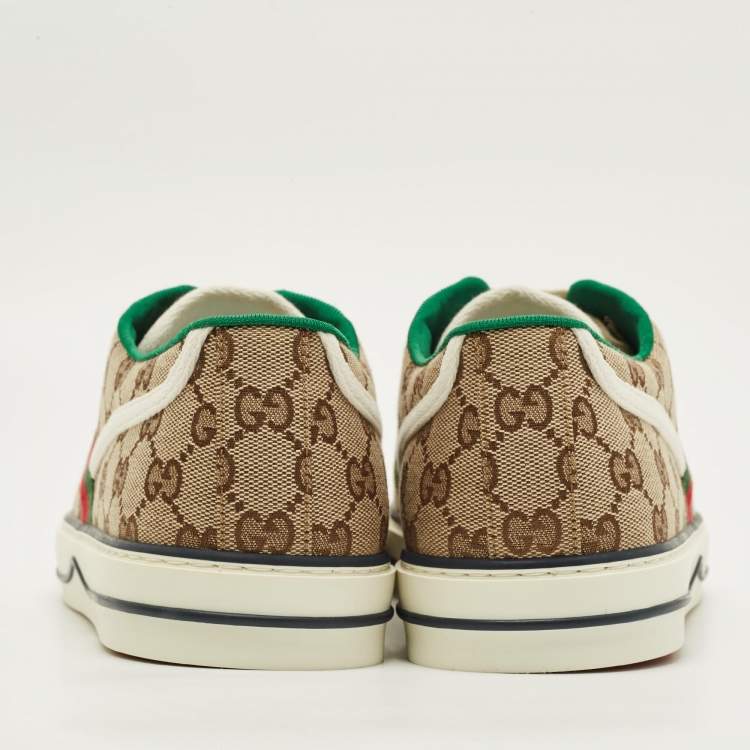 Pre Owned Gucci Tennis 1977 Size 46 Beige/Brown GG Canvas Low Top Sneakers
