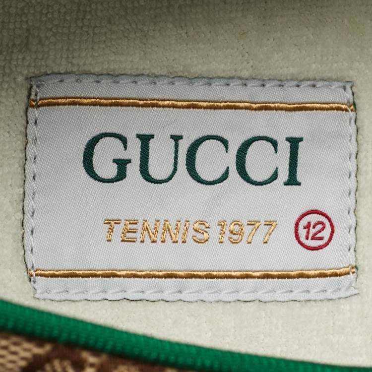 Pre Owned Gucci Tennis 1977 Size 46 Beige/Brown GG Canvas Low Top Sneakers