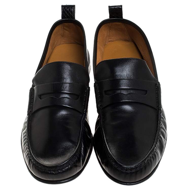 Pre Owned Gucci Black Leather Beyond Penny Loafers Size 40