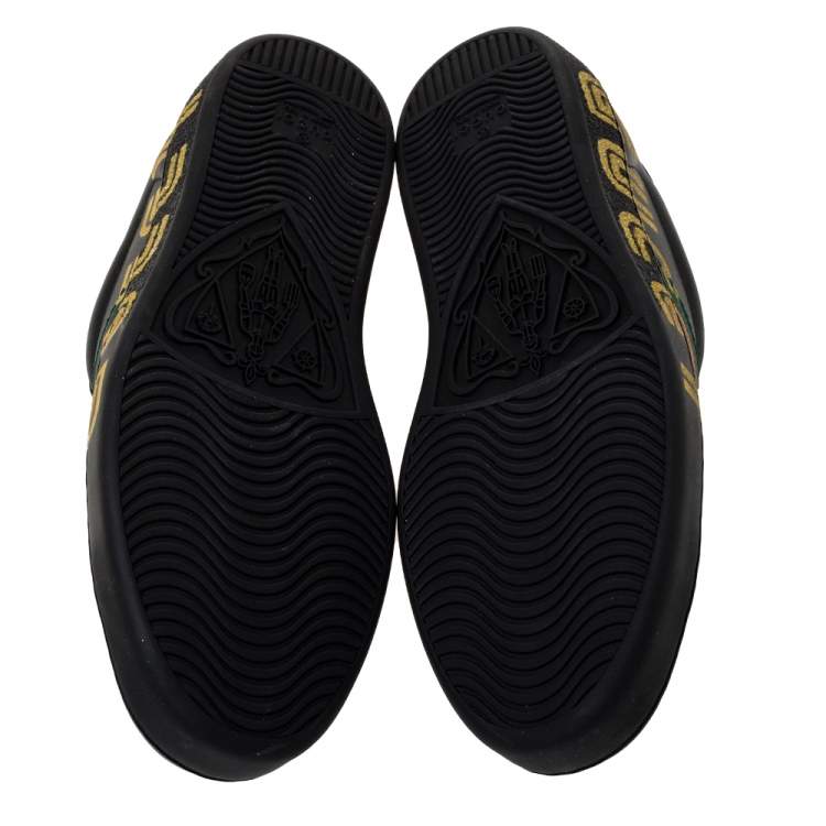 Pre Owned Gucci Black Leather Ace Low Top Sneakers Size 41.5