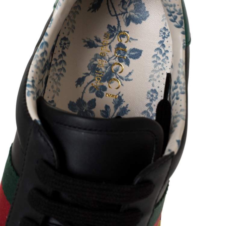 Pre Owned Gucci Black Leather Ace Low Top Sneakers Size 41.5