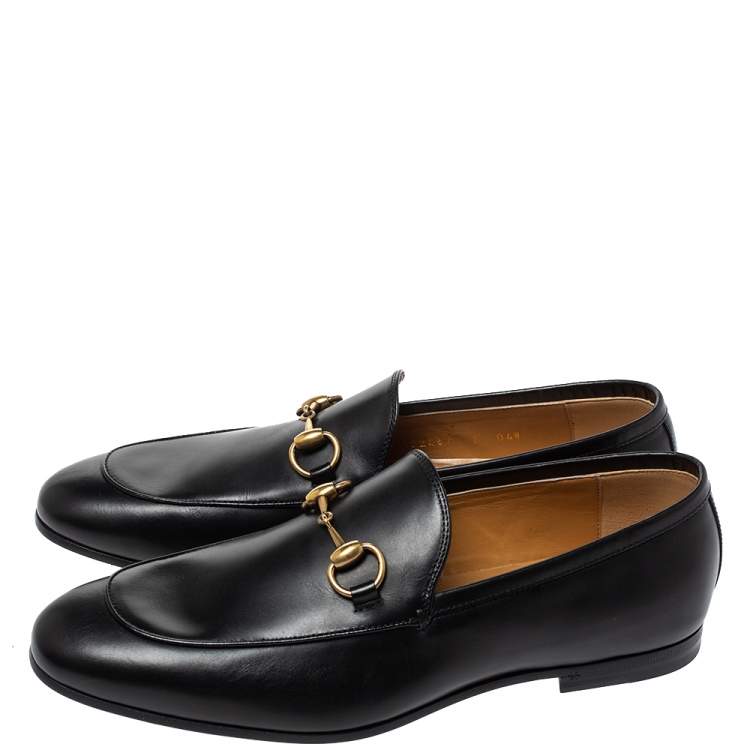 Pre Owned Gucci Black Leather Jordan Horsebit Slip On Loafers Size 41