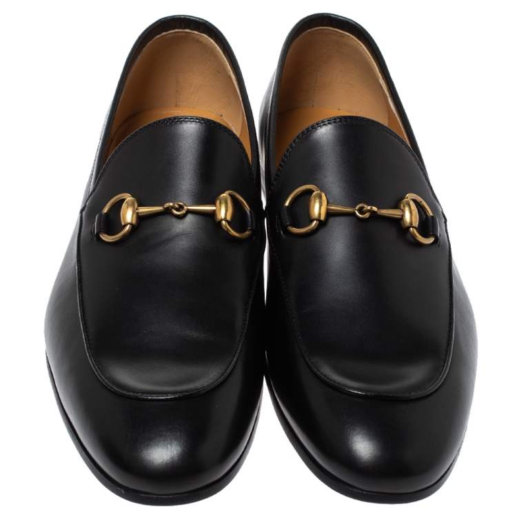 Pre Owned Gucci Black Leather Jordan Horsebit Slip On Loafers Size 41