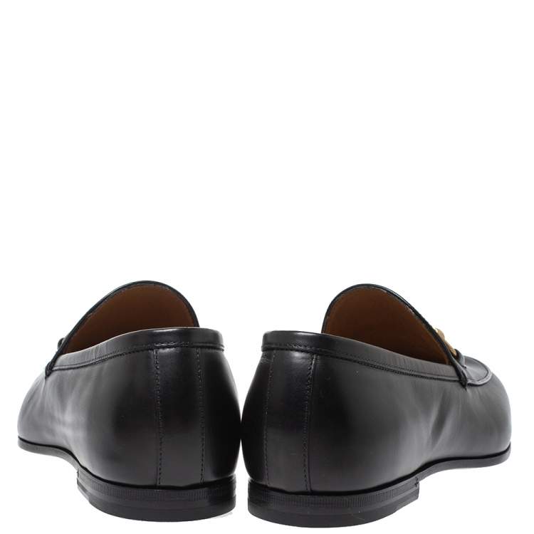 Pre Owned Gucci Black Leather Jordan Horsebit Slip On Loafers Size 41