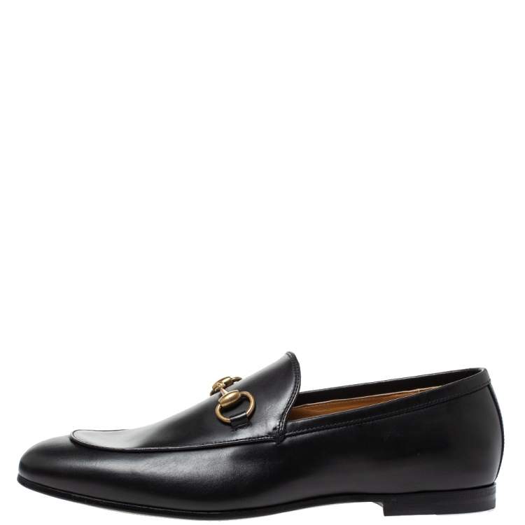 Pre Owned Gucci Black Leather Jordan Horsebit Slip On Loafers Size 41