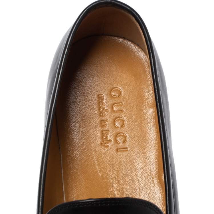 Pre Owned Gucci Black Leather Jordan Horsebit Slip On Loafers Size 41