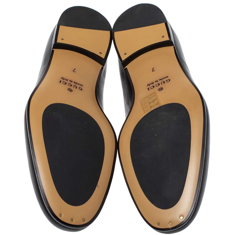 Pre Owned Gucci Black Leather Jordan Horsebit Slip On Loafers Size 41
