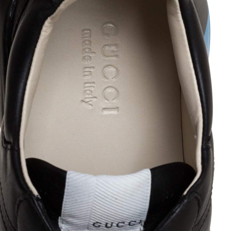 Pre Owned Gucci Black Leather Rhyton Logo Low Top Sneakers Size 44