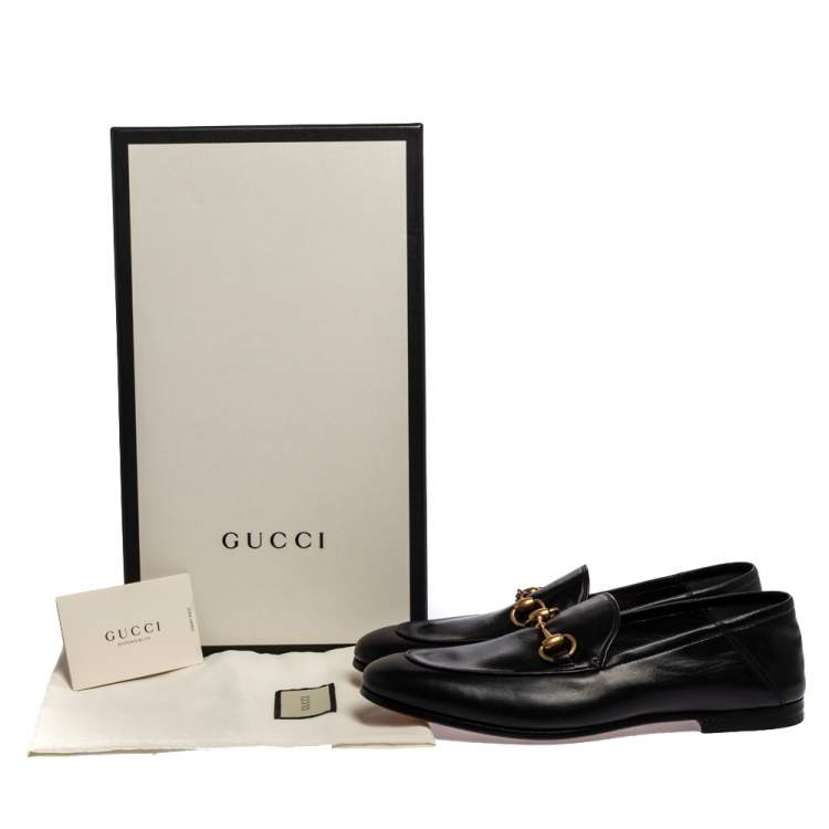 Pre Owned Gucci Black Leather Jordaan Horsebit Slip On Loafers Size 40