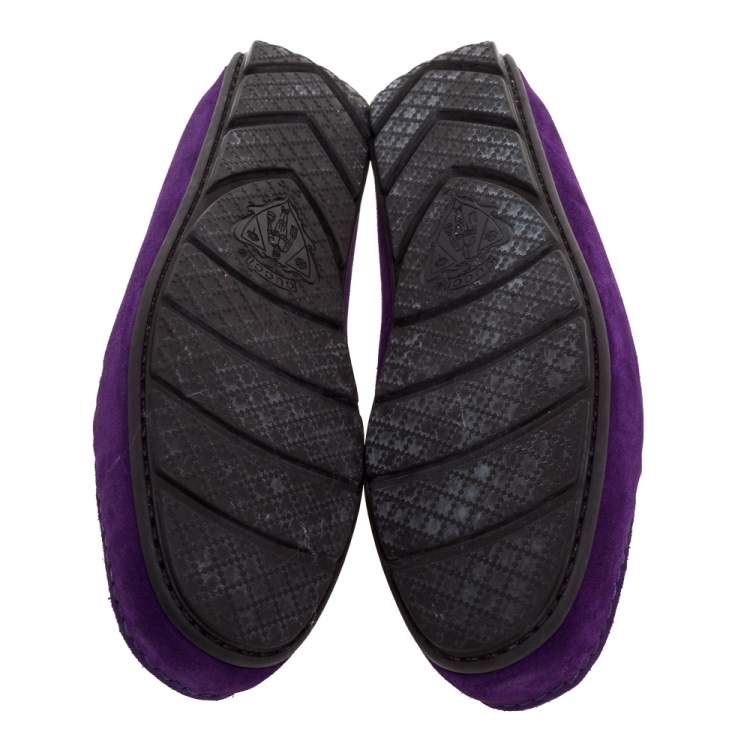 مملوكة مسبقًا Gucci Purple Suede Leather Slip On Loafers Size 43.5