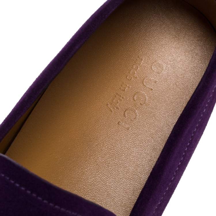 مملوكة مسبقًا Gucci Purple Suede Leather Slip On Loafers Size 43.5