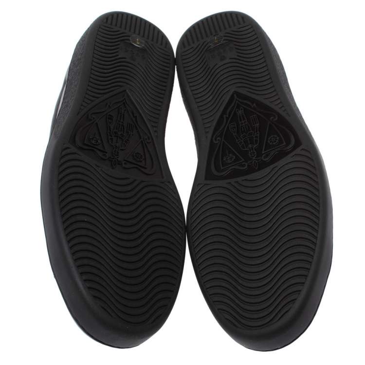 Pre Owned Gucci Black Leather Embroidered Bee Ace Low Top Sneakers Size 41