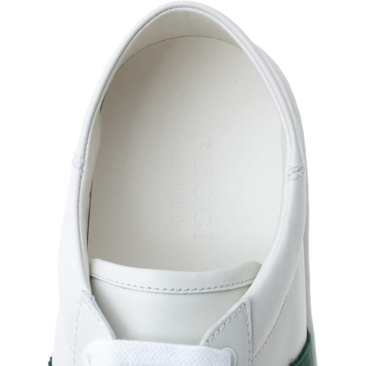 Pre Owned Gucci White Leather Embroidered Bee Ace Low Top Sneakers Size 42