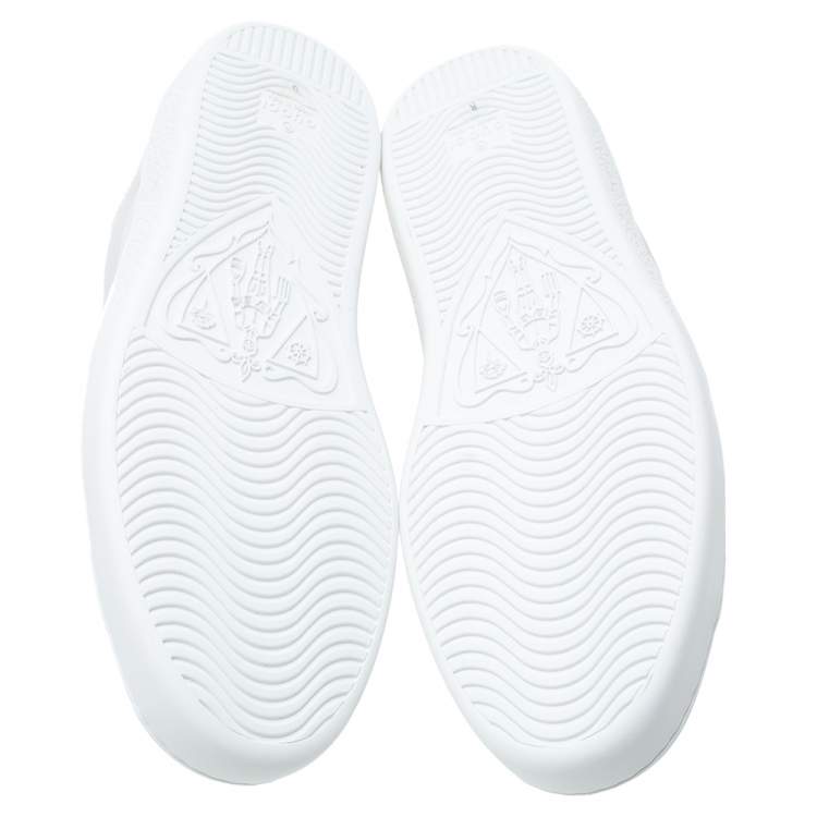 Pre Owned Gucci White Leather Embroidered Bee Ace Low Top Sneakers Size 42