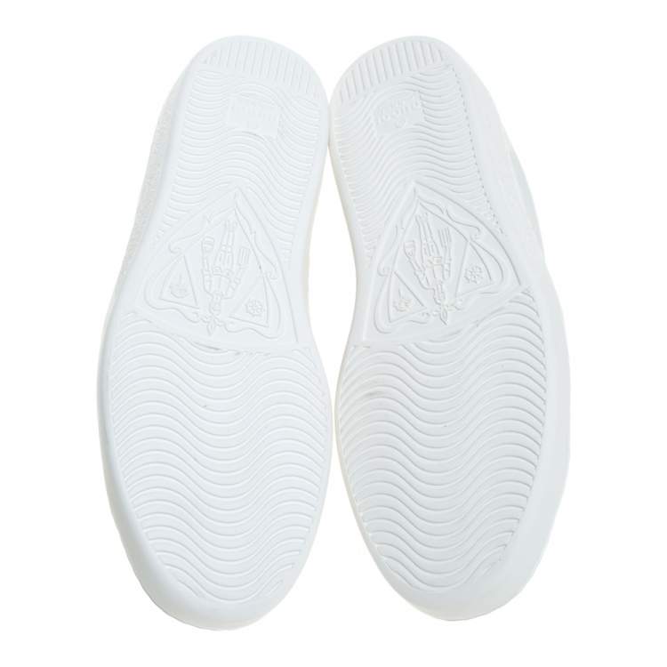 Pre Owned Gucci White Leather Bee Ace Low Top Sneakers Size 39