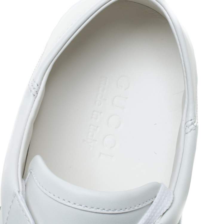 Pre Owned Gucci White Leather Bee Ace Low Top Sneakers Size 39