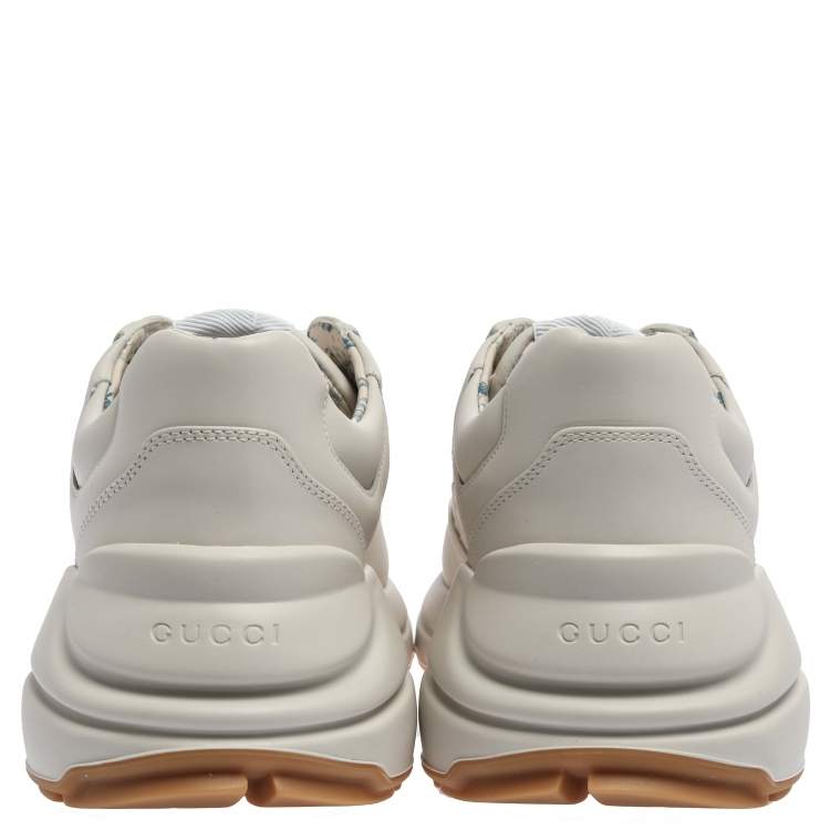 Pre Owned Gucci Mystic White Leather NY Yankees Rhyton Low Top Sneakers Size 41