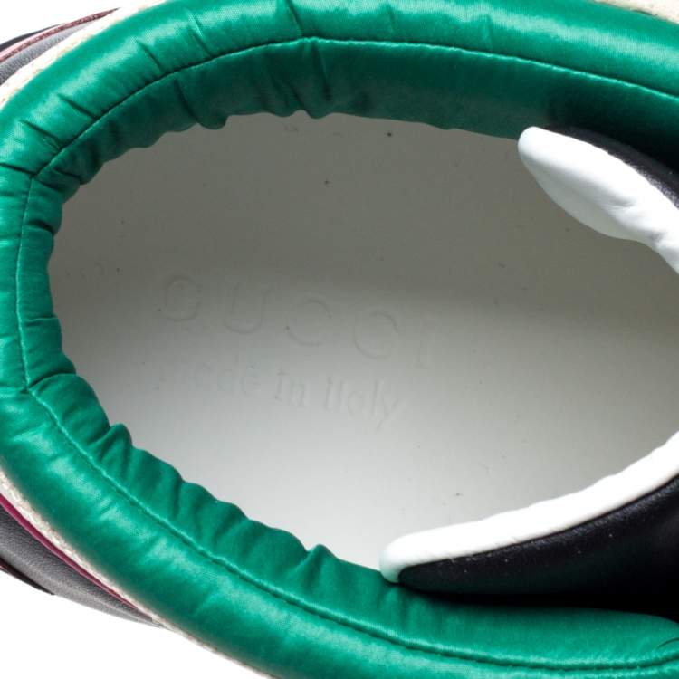 Pre Owned Gucci Black Leather Stripe Ace High Top Sneakers Size 41.5