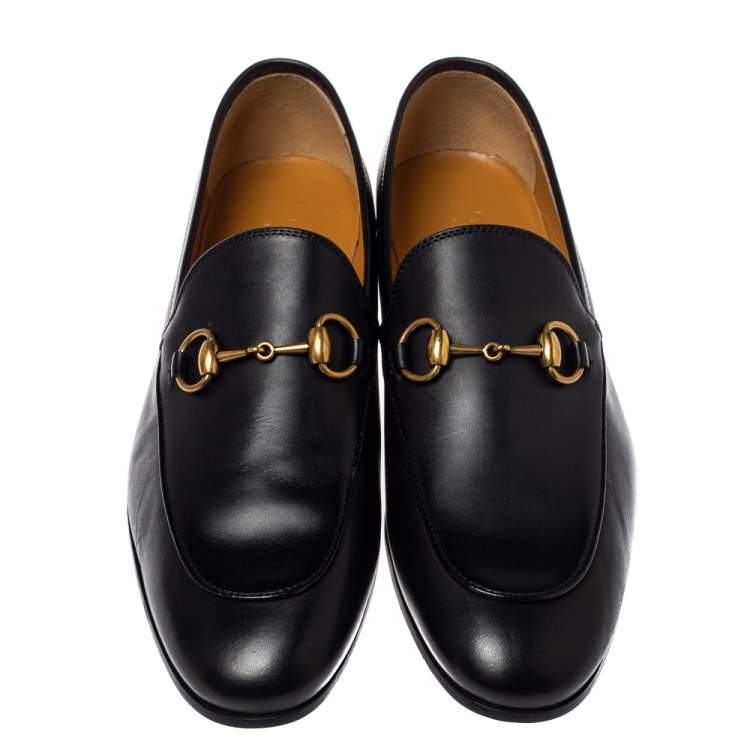 Pre Owned Gucci Black Leather Horsebit Loafers Size 40.5
