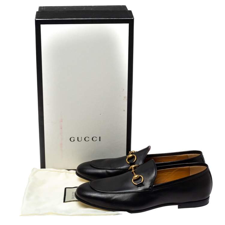 Pre Owned Gucci Black Leather Horsebit Loafers Size 40.5