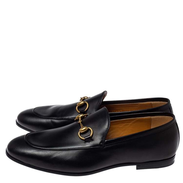 Pre Owned Gucci Black Leather Horsebit Loafers Size 40.5