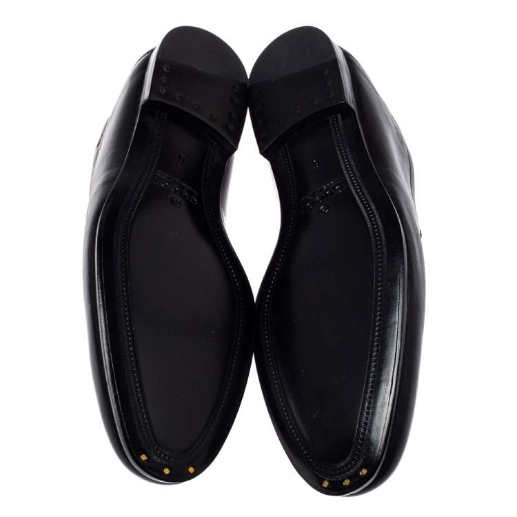 Pre Owned Gucci Black Leather Brixton Snake Loafers Size 40