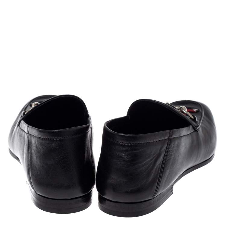 Pre Owned Gucci Black Leather Brixton Snake Loafers Size 40