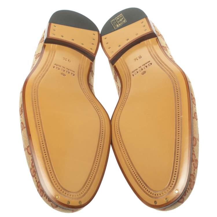 Pre Owned Gucci Beige/Brown GG Canvas Jordan Loafers Size 43.5