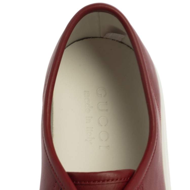 Pre Owned Gucci Red Leather Miro Soft Low Top Sneakers Size 43.5