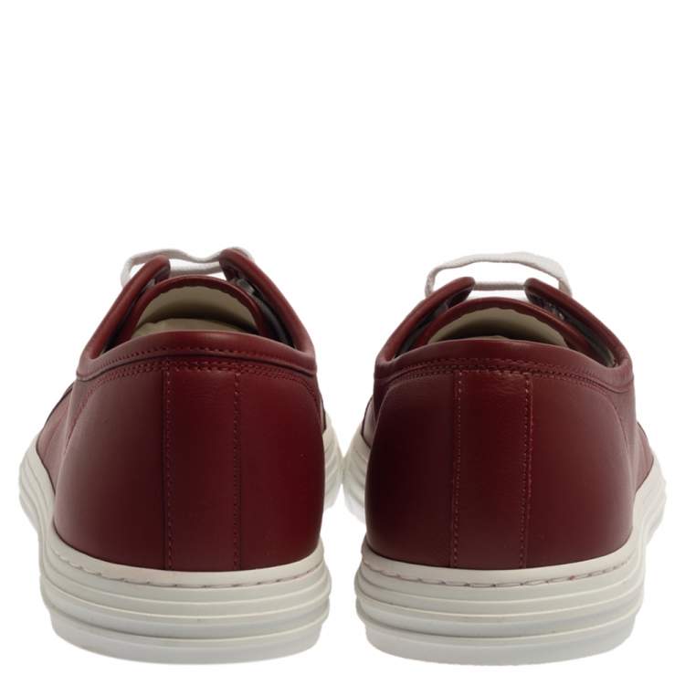 Pre Owned Gucci Red Leather Miro Soft Low Top Sneakers Size 43.5