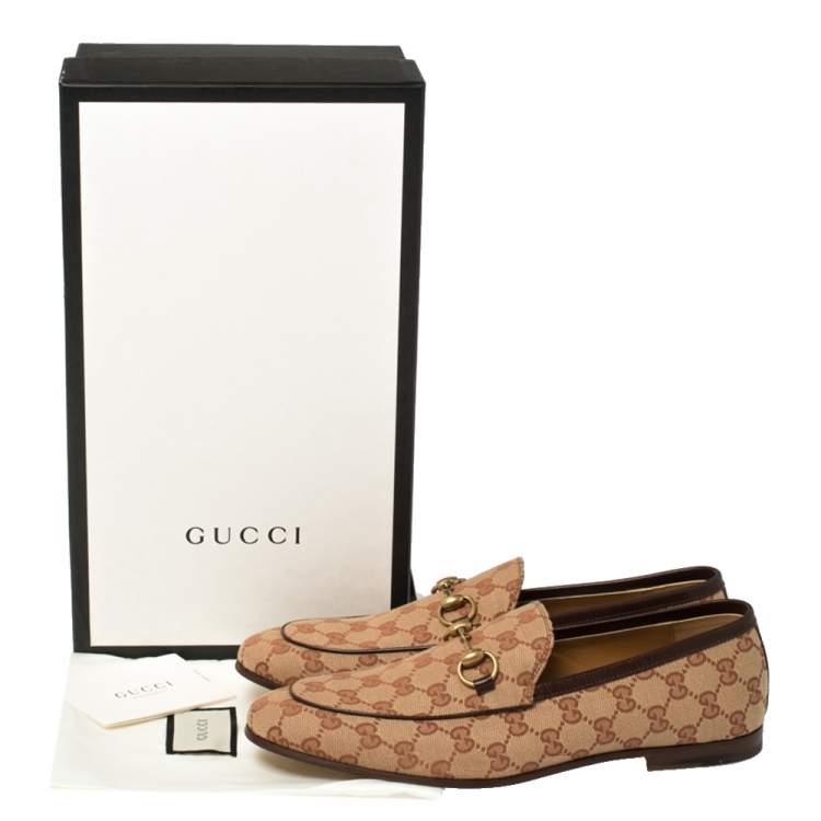 Pre Owned Gucci Beige GG Canvas Jordaan Loafers Size 42.5