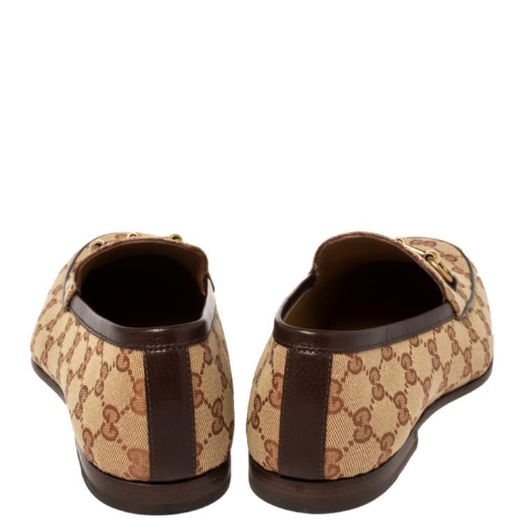 Pre Owned Gucci Beige GG Canvas Jordaan Loafers Size 42.5