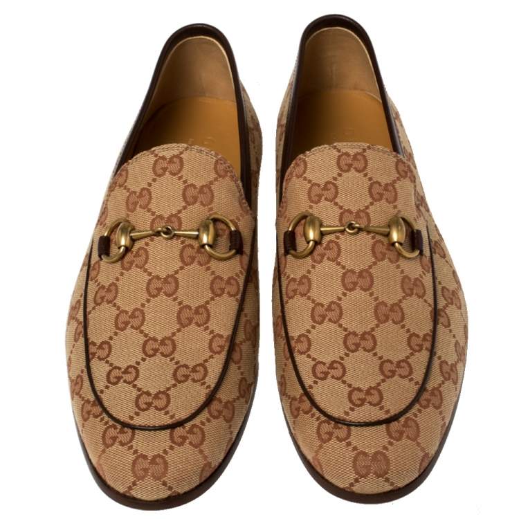 Pre Owned Gucci Beige GG Canvas Jordaan Loafers Size 42.5