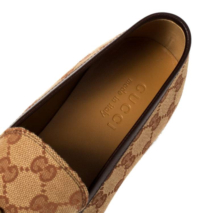 Pre Owned Gucci Beige GG Canvas Jordaan Loafers Size 42.5