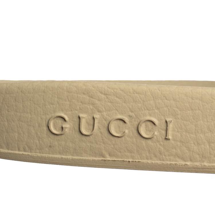 Pre Owned Gucci White Rubber Logo Pursuit Slide Sandals Size 44