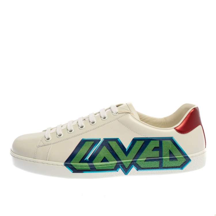 Gucci White Leather Ace Loved Print Low Top Sneakers Size  Gucci | TLC