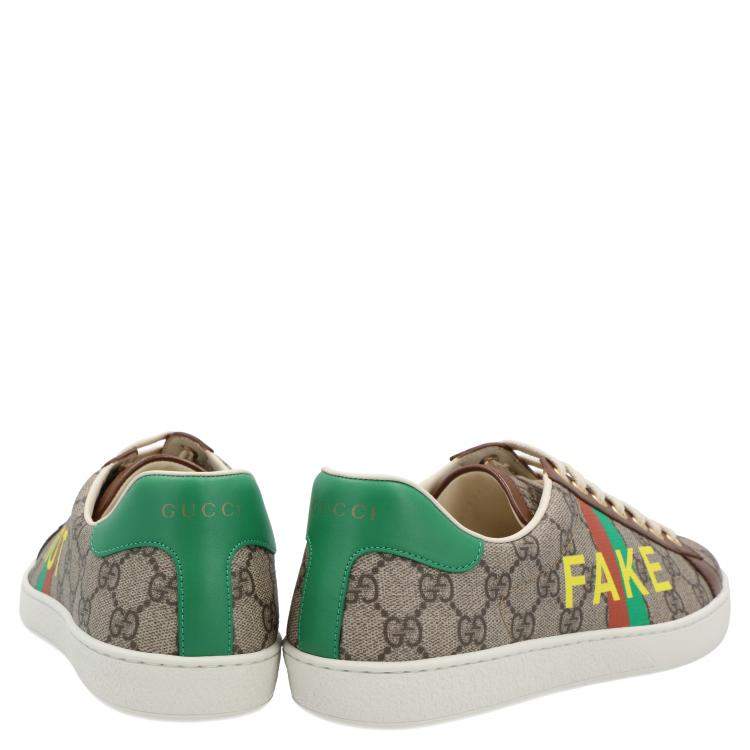 Pre Owned Gucci Beige/Brown GG Canvas Fake/Not Print Ace Sneaker Size EU 40