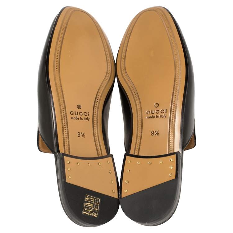 Pre Owned Gucci Black Tiger Embroidered Leather Princetown Horsebit Mules Size 43.5