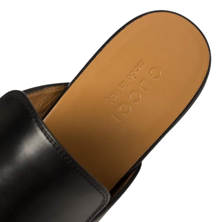 Pre Owned Gucci Black Tiger Embroidered Leather Princetown Horsebit Mules Size 43.5