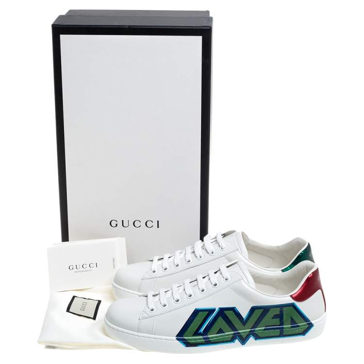 Pre Owned Gucci White Leather Ace Loved Low Top Sneakers Size 41