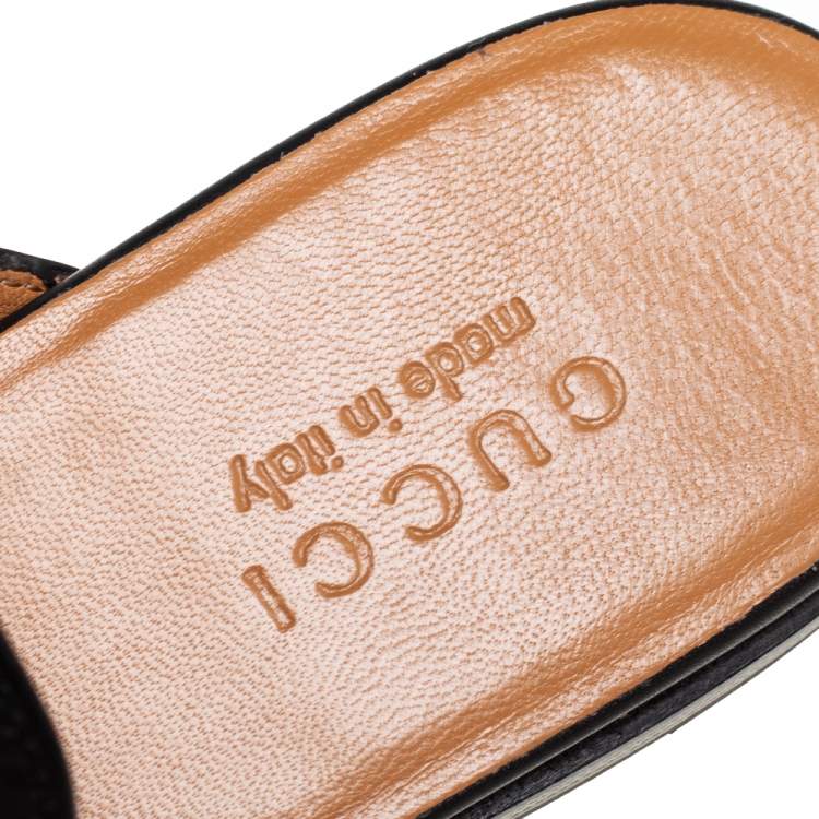 Pre Owned Gucci Black Tiger Embroidered Leather Horsebit Princetown Mules Size 42